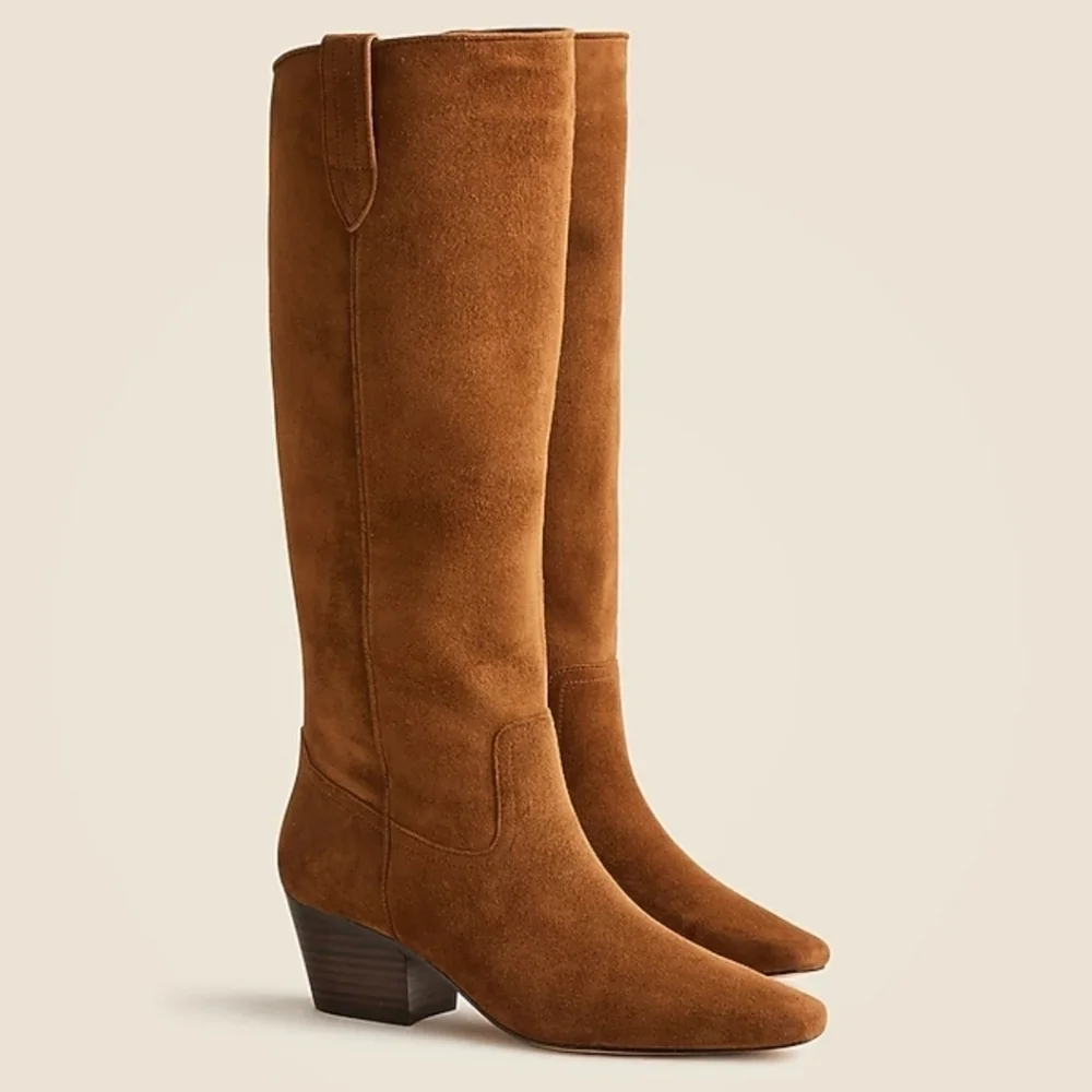 New! J. Crew New Piper Square Toe Knee-high Boots in Suede